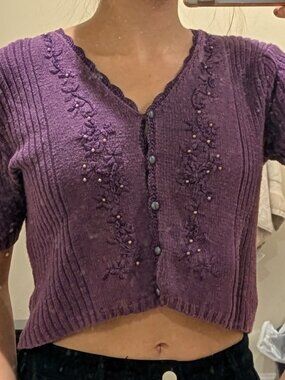 R&K ORIGINALS XS Purple Knit Cardigan